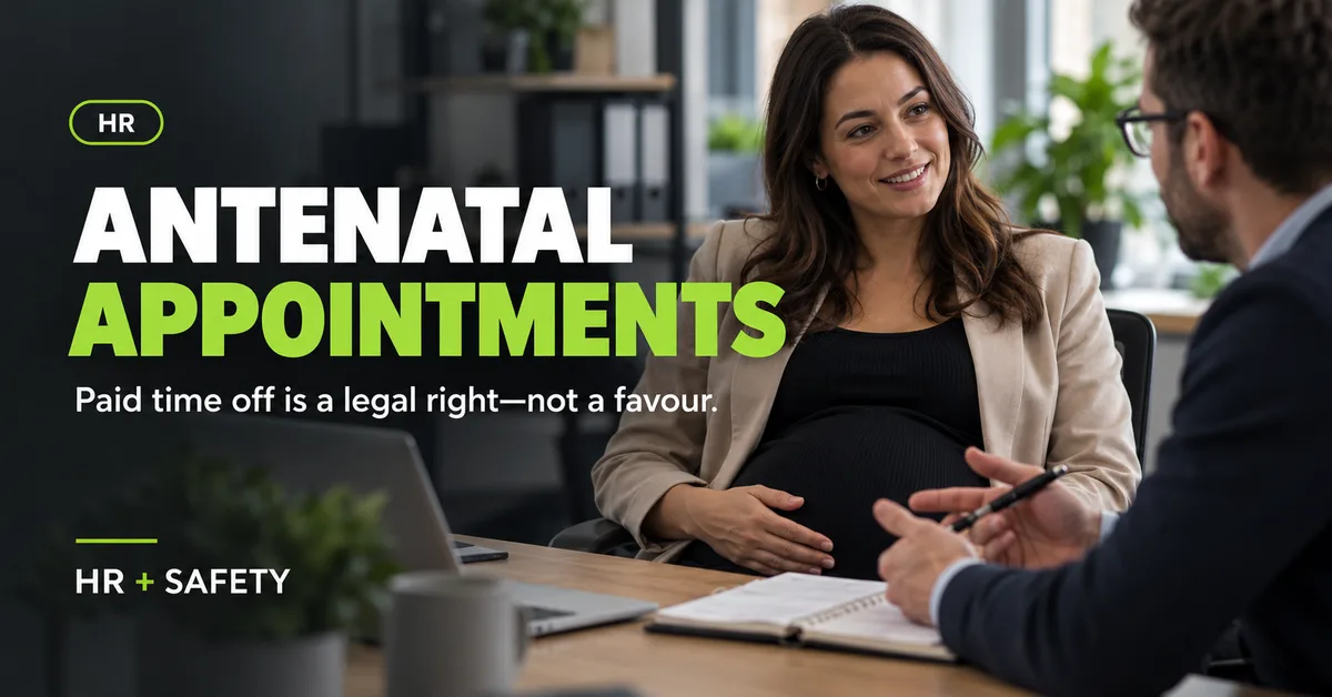 Pregnant employee discussing antenatal appointment arrangements with her manager