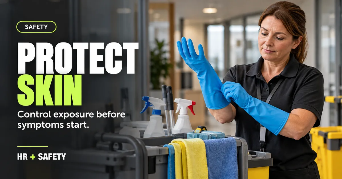 Workplace skin protection and suitable protective gloves in a practical cleaning environment