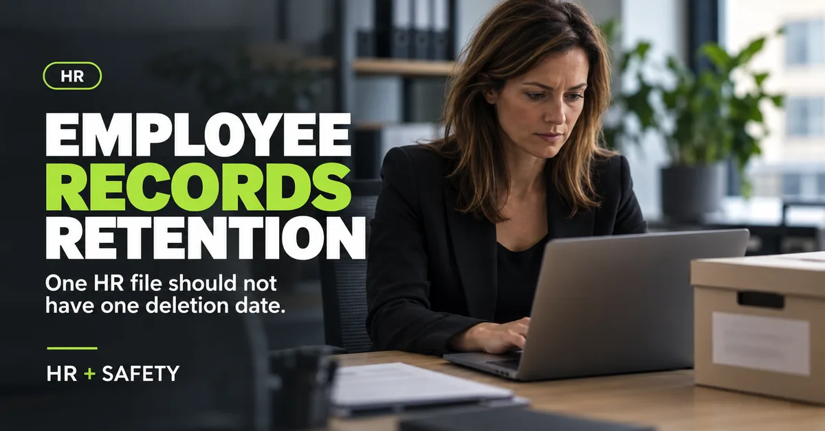 HR manager reviewing an employee record-retention schedule