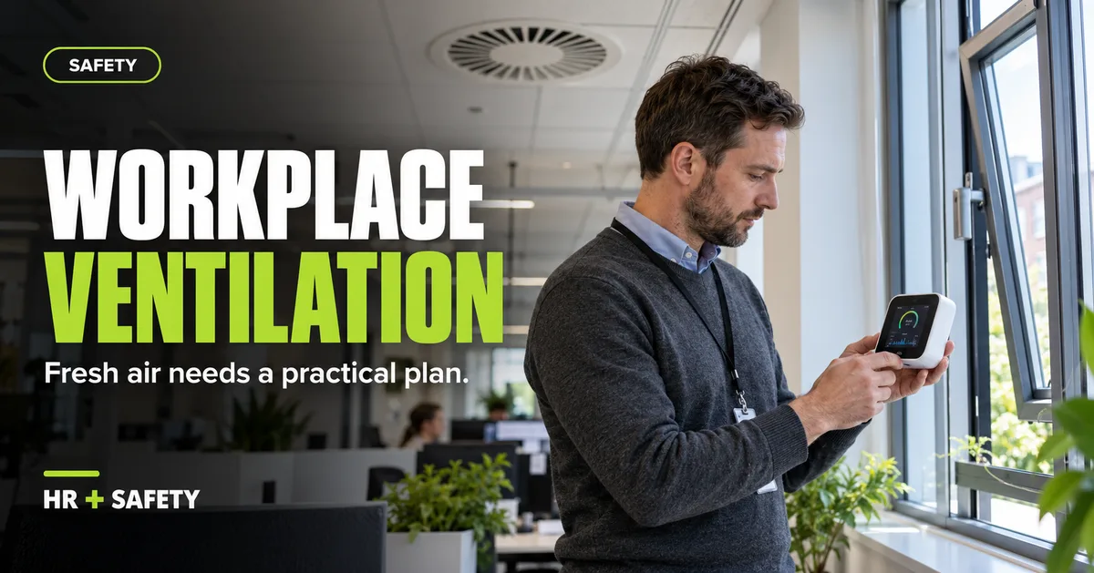 Workplace ventilation inspection with a SAFETY fresh air headline
